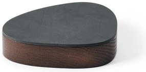 Antracitszürke-barna fedeles-dekoratív fa-öko bőr tárolódoboz 14x12,5x3,5 cm Curve Nupo – LIND DNA