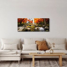 Kép - vízesések a narancssárga erdőben (120x50 cm)