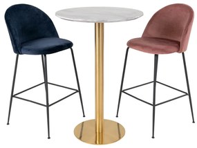 Bolzano Bár asztal, márványhatású lap, sárgaréz hatású láb 70x105 cm