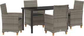 vidaXL Kert étkező szett 5 pcs Szürke polirattan