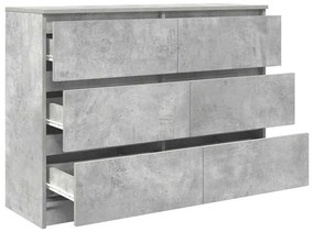 betonszürke szerelt fa tálalószekrény 100x35x76 cm