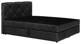 Franciaágy Boxspring 160x200 cm Karum (ágyráccsal és matraccal) (fekete). 1007778