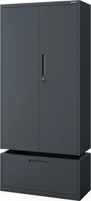 Moduláris többfunkciós fém szekrény magas fiókkal antracit MEGAN 1950 x 900 x 400 mm