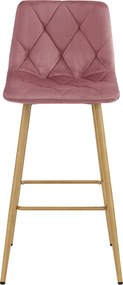 Sötét rózsaszín bárszék NADO VELVET tölgy dekorációjú lábakkal