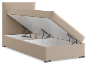 Agen egyszemélyes ágy, szövet, ágyneműtartóval, bézs