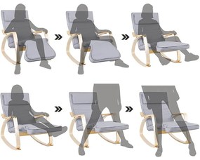 Hintaszék, relaxációs szék 5 irányban állítható lábtartó, világosszürke
