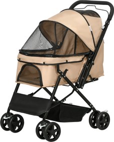 PawHut Kisállat Babakocsi Kutyák és Macskák Számára - Pet Wagon - Oxford Barna 76.5 x 52 x 95 cm | Aosom