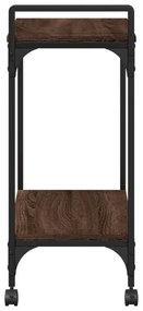barna tölgy színű szerelt fa zsúrkocsi 60,5 x 31 x 72,5 cm