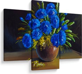 Kék virágok képe egy vázában (90x60 cm)