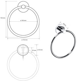 SAPHO XR411 X-Round E törölközőtartó kerek, ezüstszínű