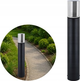 Kerti Lámpa Álló Kültéri Oszlop Fekete 60CM E27 Üveg Króm