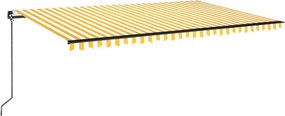 vidaXL sárga és fehér kézzel kihúzható LED-es napellenző 500x350 cm