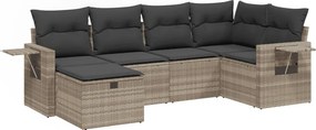 vidaXL 6 részes világosszürke polyrattan kerti ülőgarnitúra párnákkal