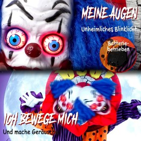 HOMCOM 167 cm-es életnagyságú animált halloweeni bohóc