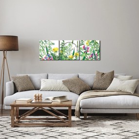 Kép - Festett réti virágok (órával) (90x30 cm)