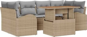 vidaXL Kerti Kanapé Szett párnával 7 pcs bézs és világosszürke