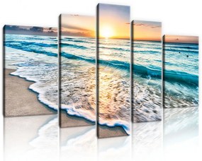 Vászonkép, 5 darabos, Napos tenger 170x100 cm méretben
