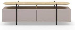 Szürke-bézs TV-állvány tölgyfa dekorral 160x48 cm Hinoa – Marckeric