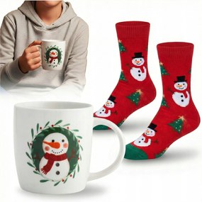 Karácsonyi ajándék szett porcelán bögre 380 ml zokni dobozban