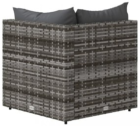 szürke polyrattan kerti sarokkanapé párnákkal