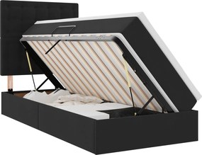 vidaXL Ágy tárolóval és matraccal matracmal Fekete 90 x 200 cm Bársony