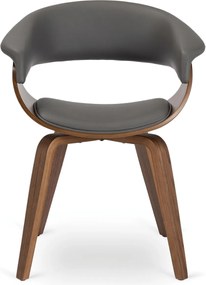 GARY étkezőszék, hajlított rétegelt lemez, szürke műbőr /dió