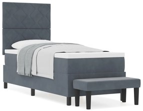 Box Spring Ágy Matraccal és Pad Sötétszürke 80x200 cm Bársony