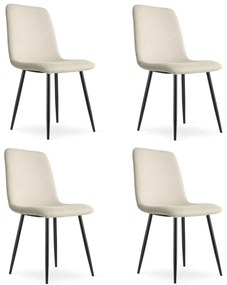 Étkező szett 1 + 4, CITY asztal 110x75 cm artisan tölgy + krémszínű RIFT étkezőszék fekete lábakkal