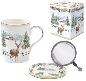 White Forest karácsonyi porcelán szűrős bögre tetővel 350 ml