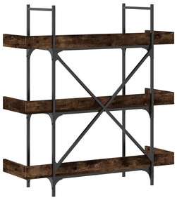 3-szintes füstös tölgy szerelt fa könyvespolc 100x33x108,5 cm