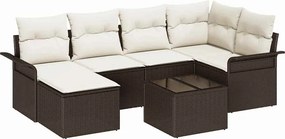 vidaXL Kerti Kanapé Szett párnával 7 pcs Barna Poli rattan