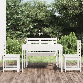 vidaXL 4 részes fehér tömör fenyőfa kerti étkezőgarnitúra