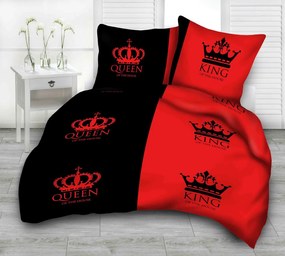 QUEEN ÉS KING FEKETE-VÖRÖS fotó ágynemű Ágynemű mérete: 140x220 cm, A csomag tartalma: Készletcsomagolás