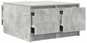 Betonszürke dohányzóasztal fiókokkal 70,5x70x40 cm