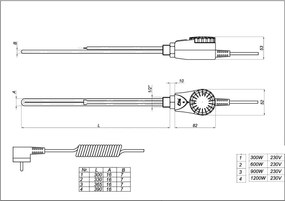 Fűtőbetét törölközőszárító radiátorhoz - Viva Platinum Therm- KRÓM - termosztátos - 1200 Watt - 230V