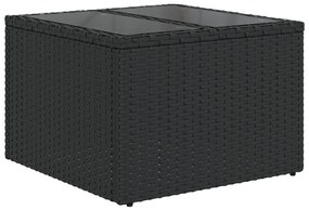 7 Darabos Kerti Kanapészett Párnákkal Fekete Poly Rattan