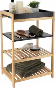 Fürdőszobai Polc Bambusz Szekrény 4 Polcos Törölközőtartó Állvány 43X33