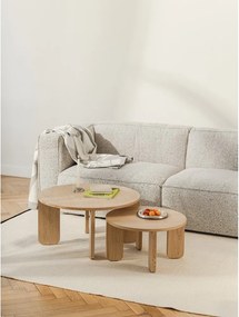 Natúr színű kerek dohányzóasztal tölgyfa dekoros asztallappal ø 55 cm Kuvu – noo.ma