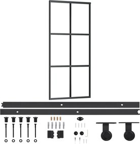 vidaXL ESG üveg és alumínium tolóajtó fémszerelvény-szettel 90x205 cm
