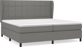 vidaXL sötétszürke szövet rugós ágy matraccal 200 x 200 cm