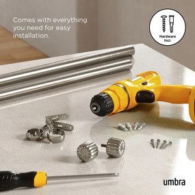 Ezüstszínű acél bővíthető függönykarnis 168 - 305 cm Cleo – Umbra