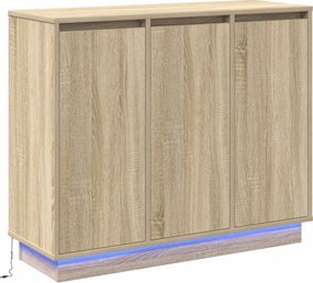 vidaXL LED tálaló Sonoma tölgy 90 x 32 x 75 cm Faanyag