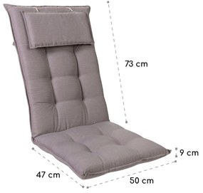 Sylt, üléspárna, üléspárna székre, magas háttámla, párna, poliészter, 50 x 120 x 9 cm, 4 x üléspárna