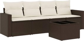 vidaXL 5 részes barna polyrattan kerti ülőgarnitúra párnával