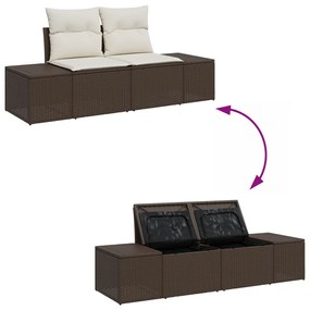 Kerti Kanapé Szett 9 pcs Barna és krémszínű 319 x 154 x 85 cm