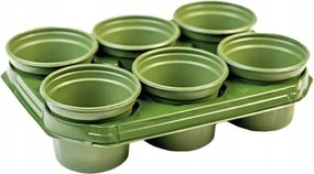 Vetőgép szett 6db 12cm átmérőjű zöld kaspó tálca