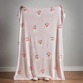 Világos rózsaszín mikroplüss takaró karácsonyi mintával 130x170 cm Vintage Christmas Santa – Catherine Lansfield