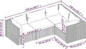 4 részes szürke polyrattan kerti ülőgarnitúra párnákkal