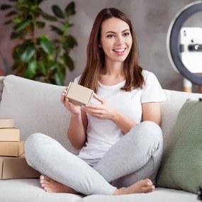 LED Dimmelhető lámpa állvánnyal és tartóval a vlogozáshoz LED/15W/5V 2700-6500K