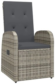 3 részes szürke polyrattan kerti étkezőgarnitúra párnával